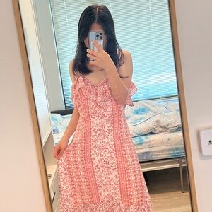 BCBGMaxAzria Floral Ruffle Maxi Dress Off shoulder New With Tag